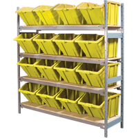 Wide Span Shelving with Jumbo Plastic Bins, Steel, Boltless, 800 lbs. Capacity, 66" W x 72" H x 18" D TGS INDUSTRIEL