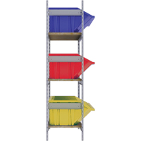 Wide Span Shelving with Jumbo Plastic Bins, Steel, Boltless, 800 lbs. Capacity, 66" W x 60" H x 18" D TGS INDUSTRIEL