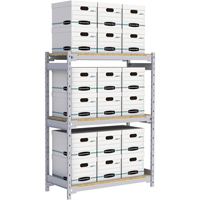 Wide Span Record Storage Shelving, Steel, 3 Shelves, 42" W x 18" D x 60" H TGS INDUSTRIEL