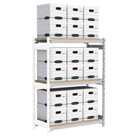 Wide Span Record Storage Shelving, Steel, 3 Shelves, 42" W x 18" D x 60" H, Add-On Kit TGS INDUSTRIEL