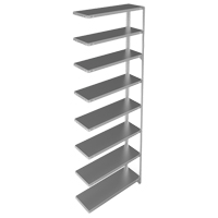 Shelving Unit, Galvanized Steel, Slotted Angle, 400 lbs. Capacity, 36" W x 96" H x 12" D TGS INDUSTRIEL