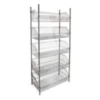 &eacute;tag&egrave;re &agrave; paniers-tablettes en treillis m&eacute;tallique, Tiers 5, 48" la x 74" h x 24" p TGS INDUSTRIEL