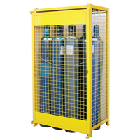 Gas Cylinder Cabinets, 10 Cylinder Capacity, 44" W x 30" D x 74" H, Yellow TGS INDUSTRIEL