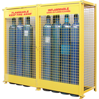 Gas Cylinder Cabinets, 20 Cylinder Capacity, 88" W x 30" D x 74" H, Yellow TGS INDUSTRIEL