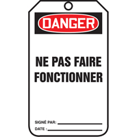 &eacute;tiquettes de verrouillage, Papier cartonn&eacute;, 3-1/8" la x 5-7/8" h, Français TGS INDUSTRIEL