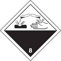 TDG Shipping Labels, Class 8, Corrosives, Paper TGS INDUSTRIEL