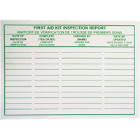 First Aid Kit Inspection Report Cards TGS INDUSTRIEL