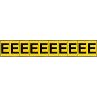 Rep&egrave;res adh&eacute;sifs &agrave; lettres individuelles, E, 1" h, Noir sur jaune TGS INDUSTRIEL