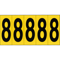 Rep&egrave;res adh&eacute;sifs &agrave; chiffres individuels, 8, 3-7/8" h, Noir sur jaune TGS INDUSTRIEL