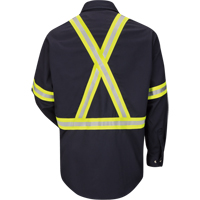 Work Shirt with Reflective Trim, Cotton/Nylon, Medium, High Visibility Orange TGS INDUSTRIEL