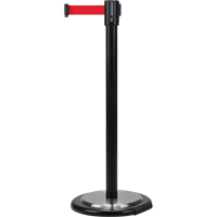 Barri&egrave;res sur pieds pour le contr&ocirc;le des foules, Acier, 35" h, Ruban Rouge, Longueur du ruban 12' TGS INDUSTRIEL