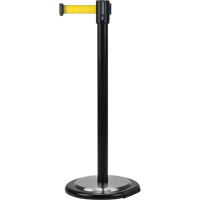Barri&egrave;re sur pied pour le contr&ocirc;le des foules, Acier, 35" h, Ruban Jaune, Longueur du ruban 7' TGS INDUSTRIEL