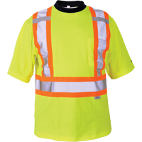 T-shirt de s&eacute;curit&eacute;, Polyester, Moyen, Jaune lime haute visibilit&eacute; TGS INDUSTRIEL