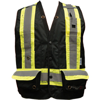 Fire Retardant Surveyor Safety Vest, Black, Small, Polyester TGS INDUSTRIEL