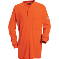 Flame-Resistant Long Sleeve Tagless Henley Shirts, Small, Orange TGS INDUSTRIEL