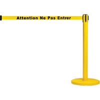 Barri&egrave;re autonome pour le contr&ocirc;le des foules, Acier, 35" h, Ruban Jaune, Longueur du ruban 7' TGS INDUSTRIEL