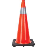 C&ocirc;ne de signalisation, 28", Orange, Bande(s) r&eacute;fl&eacute;chissante(s) 4" TGS INDUSTRIEL