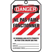 &eacute;tiquettes de verrouillage, Plastique, 3-3/8" la x 5-5/8" h, Français TGS INDUSTRIEL