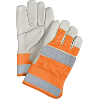 Gants d'ajusteur &agrave; chaleur sup&eacute;rieure orange haute visibilit&eacute;, Grand, Paume en Cuir fleur de vache, Doublure en Thinsulate TGS INDUSTRIEL