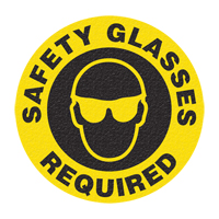 "Safety Glasses" Floor Sign, Adhesive, English with Pictogram TGS INDUSTRIEL