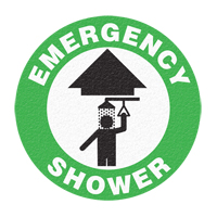"Emergency Shower" Floor Sign, Adhesive, English with Pictogram TGS INDUSTRIEL