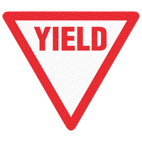 "Yield" Floor Sign, Adhesive, English with Pictogram TGS INDUSTRIEL