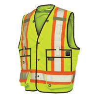 Veste de s&eacute;curit&eacute; pour arpenteur, Jaune lime haute visibilit&eacute;, T-Grand, Polyester TGS INDUSTRIEL