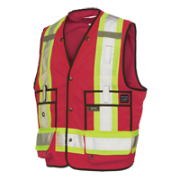 Veste de s&eacute;curit&eacute; pour arpenteur, Rouge, Grand, Polyester TGS INDUSTRIEL