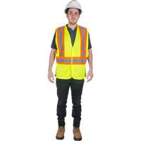 Traffic Safety Vest, High Visibility Lime-Yellow, Medium, Polyester TGS INDUSTRIEL