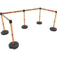 Ensemble de cinq montants pour barri&egrave;re PLUS, Plastique, 42" h, Ruban Orange, Longueur du ruban 15' TGS INDUSTRIEL