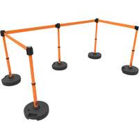 Ensemble de cinq montants pour barri&egrave;re PLUS, Plastique, 42" h, Ruban Orange, Longueur du ruban 15' TGS INDUSTRIEL