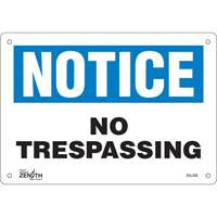 "No Trespassing" Sign, 7" x 10", Plastic, English TGS INDUSTRIEL