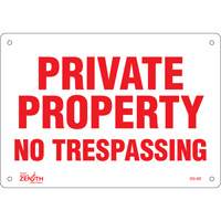 Enseigne Private Property, 7" x 10", Plastique, Anglais TGS INDUSTRIEL