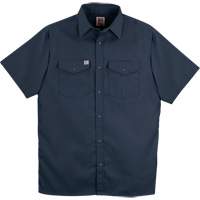 Chemise de travail &agrave; manches courtes en tissu crois&eacute; avec boutons-pression, Hommes, Petit, Bleu marine TGS INDUSTRIEL
