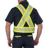 Chemise &agrave; manches courtes haute visibilit&eacute; r&eacute;sistant &agrave; la d&eacute;chirure, Polyester, Petit, Bleu marin TGS INDUSTRIEL