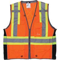 Veste de s&eacute;curit&eacute; pour arpenteur, Orange haute visibilit&eacute;, Grand, Polyester TGS INDUSTRIEL