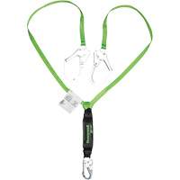 Miller&reg; HP Shock-Absorbing Lanyard, 6', Scaffold Hook Center, Locking Snap Hook Leg Ends, Polyester TGS INDUSTRIEL