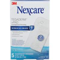 Pansement + tampon transparent Nexcare Tegaderm, Rectangulaire/carr&eacute;e, 4", Plastique, St&eacute;rile TGS INDUSTRIEL