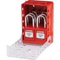 Boîte de cadenassage de groupe ultra compacte avec cadenas de s&eacute;curit&eacute; en nylon, Rouge TGS INDUSTRIEL