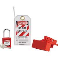 Dispositif de cadenassage pour connecteurs dalimentation de chariot &eacute;l&eacute;vateur BatteryBlock avec cadenas de s&eacute;curit&eacute; en nylon, Ensemble &eacute;lectrique, 3 composants compris TGS INDUSTRIEL