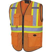 6960 Front Mesh Safety Vest, High Visibility Orange, Medium, Polyester TGS INDUSTRIEL