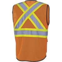 6960 Front Mesh Safety Vest, High Visibility Orange, Medium, Polyester TGS INDUSTRIEL