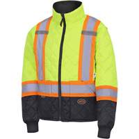 5016 Quilted Freezer Jacket, Polyester, Black/High Visibility Lime-Yellow, X-Small TGS INDUSTRIEL