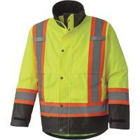 5401 300D Trilobal Ripstop Waterproof Safety Jacket, Polyester, Black/High Visibility Lime-Yellow, X-Small TGS INDUSTRIEL