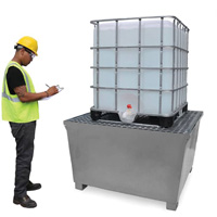 Ultra-IBC Spill Pallet en acier, Capacit&eacute; de d&eacute;versement 370 gal. US, 57,6" x 34,7" x 56,9" TGS INDUSTRIEL