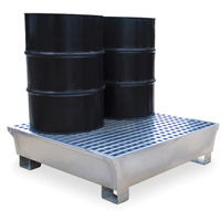 Ultra-Spill Pallet en acier, 4 barils, Capacit&eacute; de d&eacute;versement 68 gal. US, 49,1" x 47,1" x 10,9" TGS INDUSTRIEL