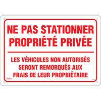Enseigne  Ne pas stationner propri&eacute;t&eacute; priv&eacute;e , 14" x 20", Aluminium, Français TGS INDUSTRIEL