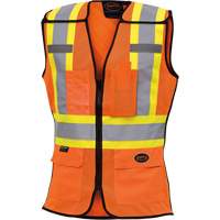 486 Women's High-Visibility Safety Tear-Away Vest, High Visibility Orange, X-Small, Polyester TGS INDUSTRIEL
