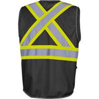 6959BK Veste de s&eacute;curit&eacute; haute visibilit&eacute; en tricot chaîne avec fermeture &agrave; glissi&egrave;re, Noir, T-petit, Polyester TGS INDUSTRIEL