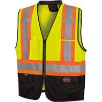 6895 Veste de s&eacute;curit&eacute; haute visibilit&eacute; bicolore avec fermeture &agrave; glissi&egrave;re sur tout le devant, Noir/Jaune lime haute visibilit&eacute;, 2T-Grand/3T-Grand, Polyester TGS INDUSTRIEL